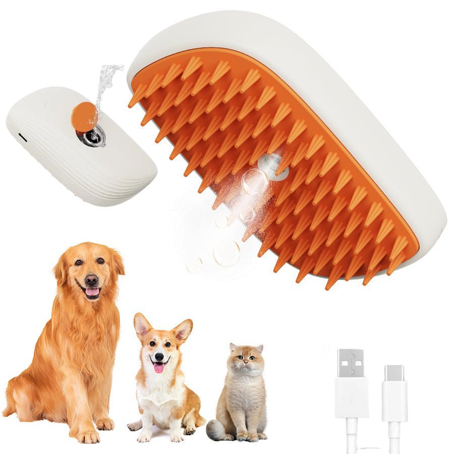 Electric Pet Grooming Brush - 3 - in - 1 USB RechargeablePet SuppliesGoldenBlossom.StoreGoldenBlossom.StoreCJYD206567301AZWhite Orange11.8x6.8x5.5CMGoldenBlossom.Store pet grooming electric brush with orange silicone bristles and USB charging cable